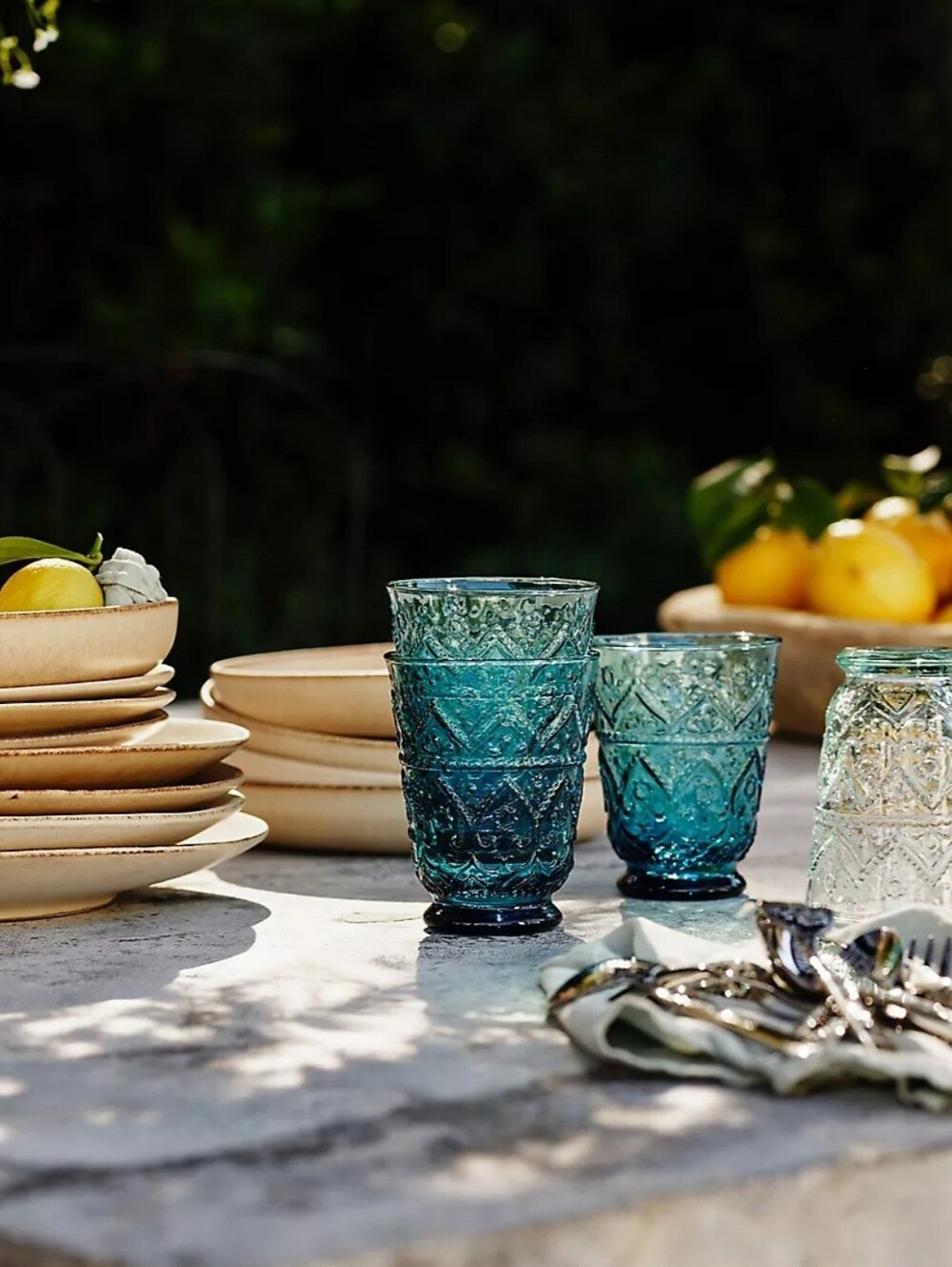 Anthropologie, The Bombay Handblown Glass Juice Glasses, Set of 4 In Dark Teal
